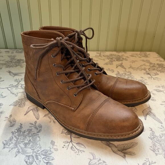 Sonoma Goods Peri Men\'s Casual Boots Brown Size 11.5 Lace Up Faux Leather